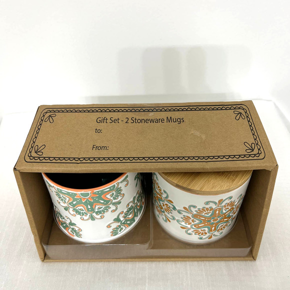 NWT Blue Sky Spectrum Designz terra cotta mug and canister, set of 2. - Picture 3 of 11